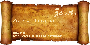 Zsigrai Arianna névjegykártya
